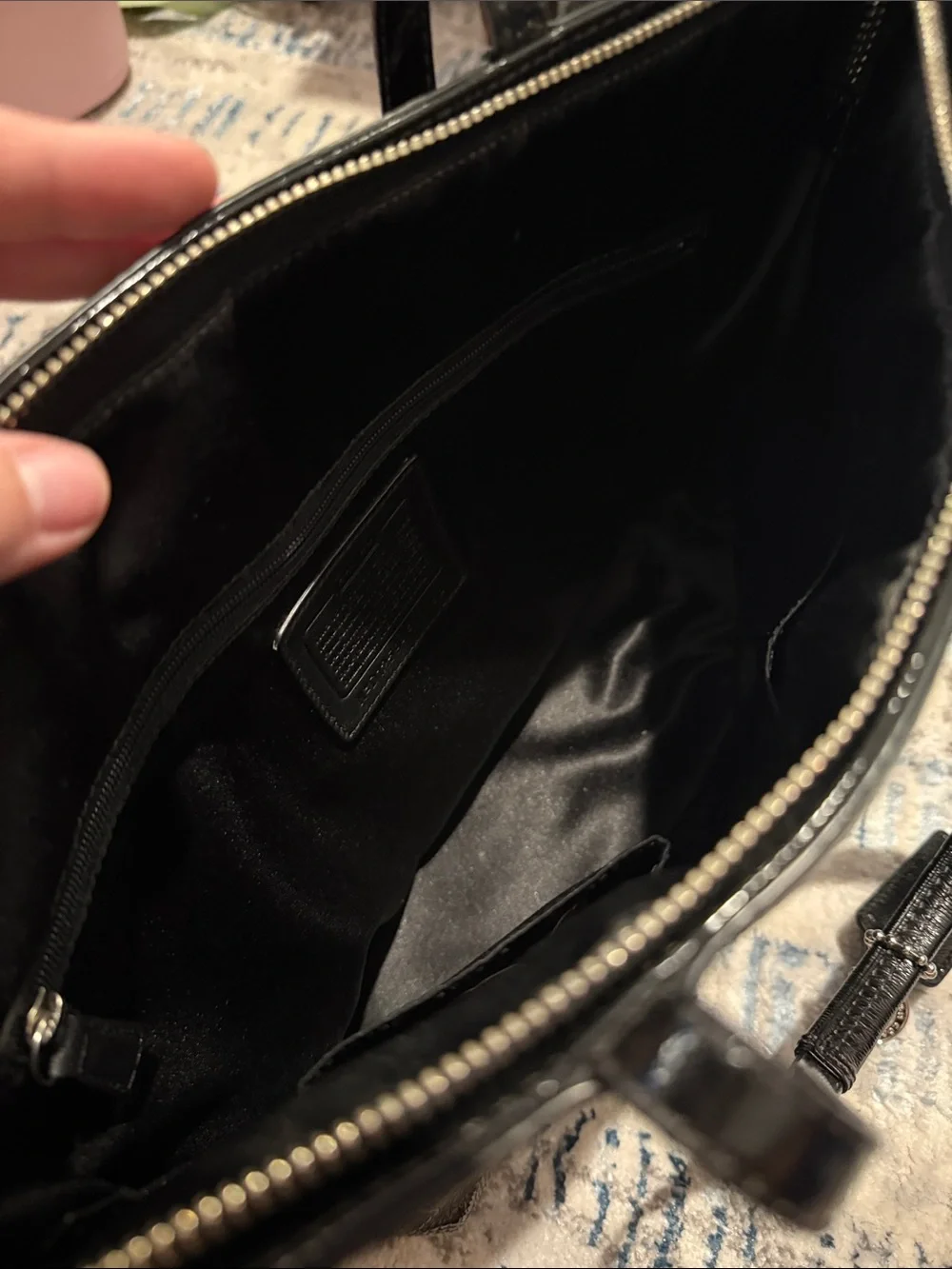 Coach Black Patent Leather Signature Shoulder Tote